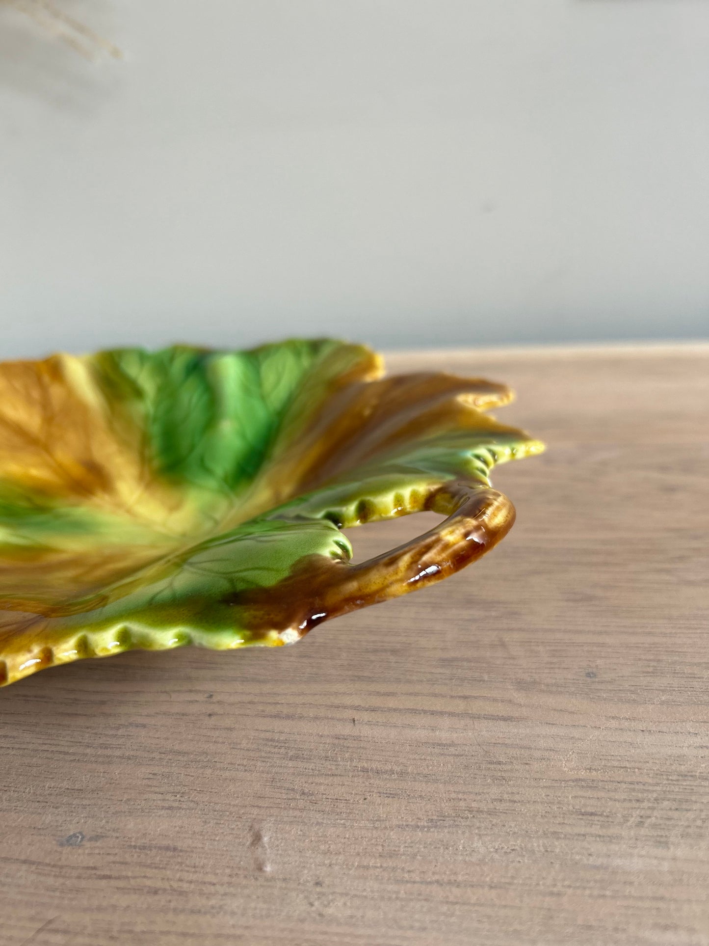 Majolica Style Leaf Shape Dish