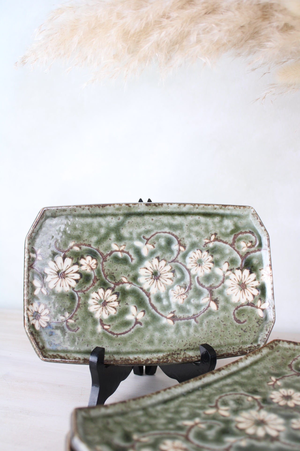Set of 4 Japanese Rectangle Flower Plates