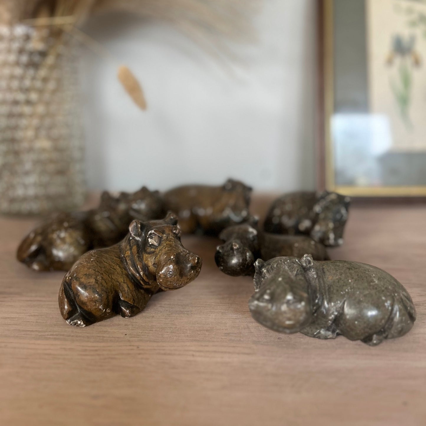 Family of Soap Stone Hippos