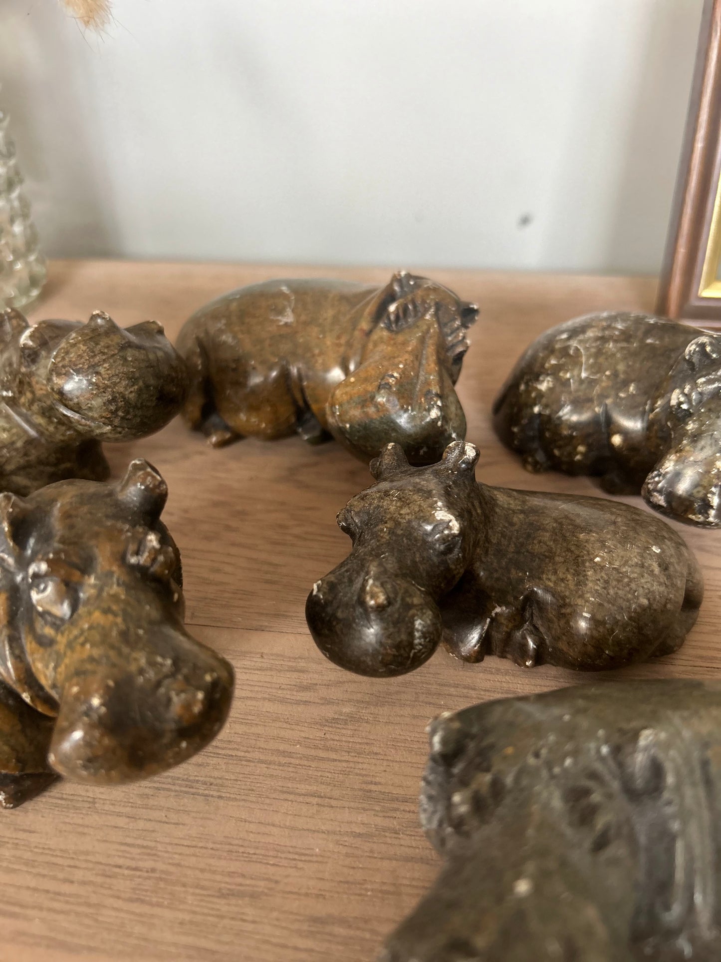 Family of Soap Stone Hippos