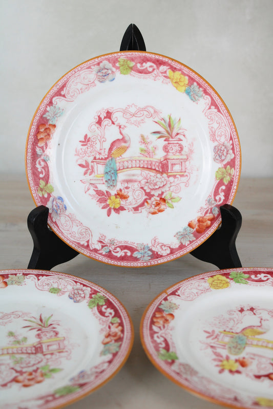 Set of 3 Pink Floral Vintage Plates