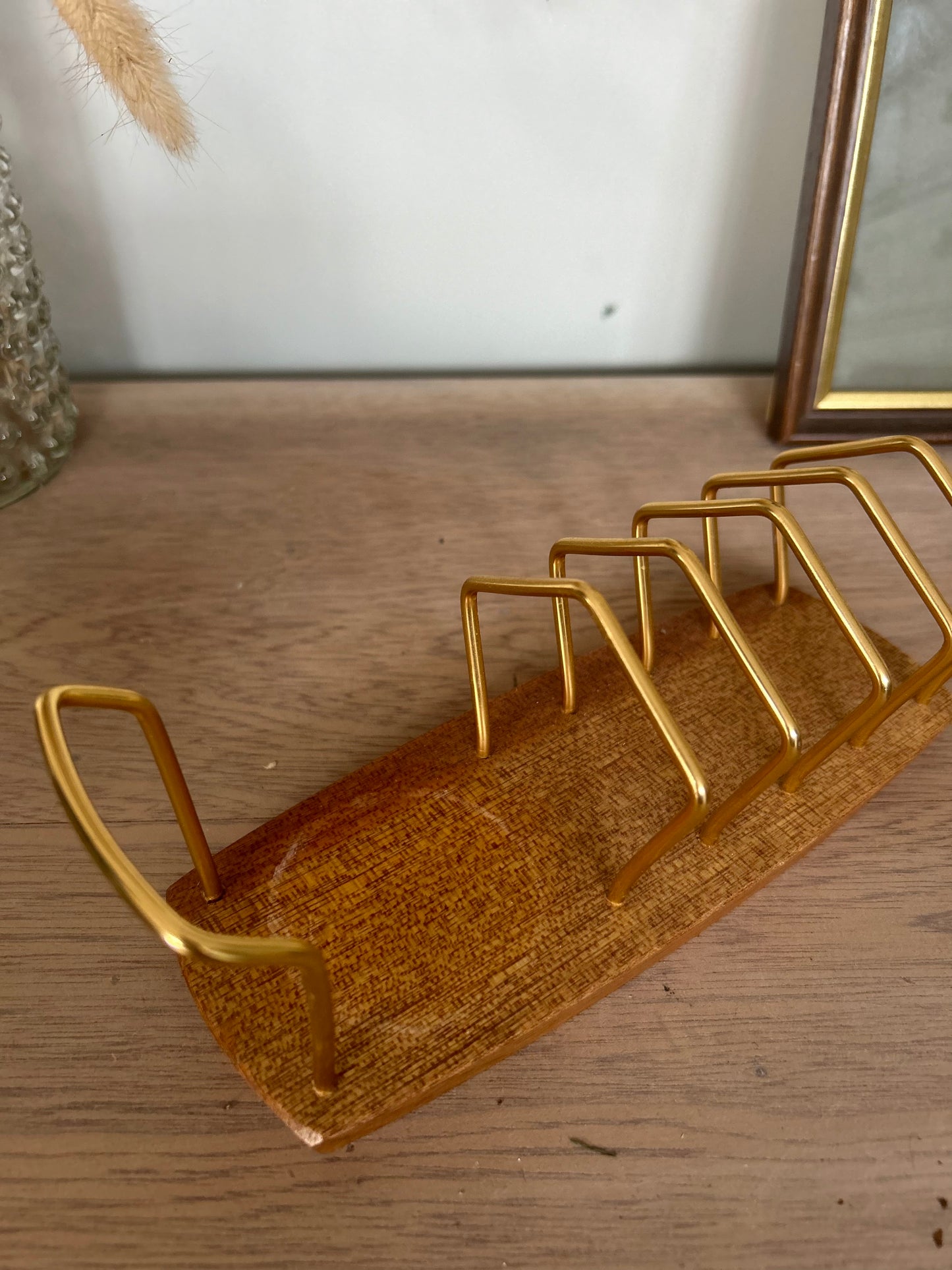 Wooden Retro Toast Rack with Original Ceramic Bowl