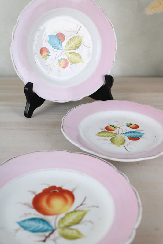 Set of 3 Pink and White Saucer Plates