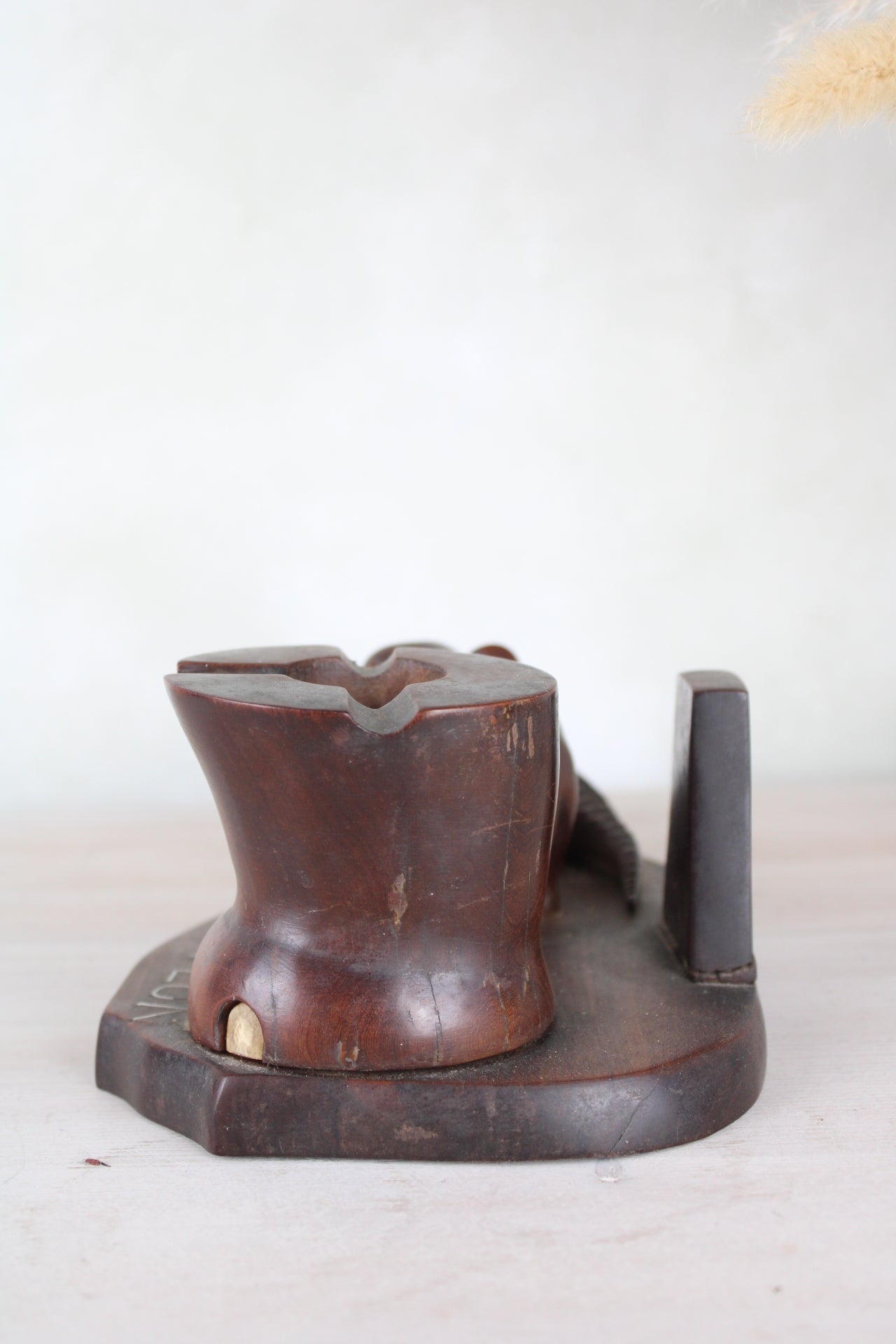 Wooden Smoking Stand Ashtray Incense Stand with Elephant