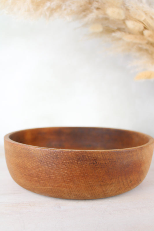 Large Solid Wood Vintage Fruit Bowl
