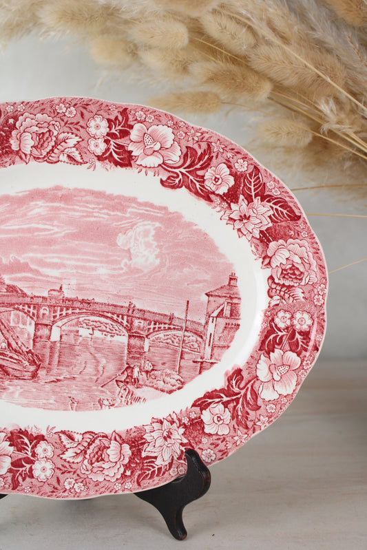 Pink and White Vintage Platter