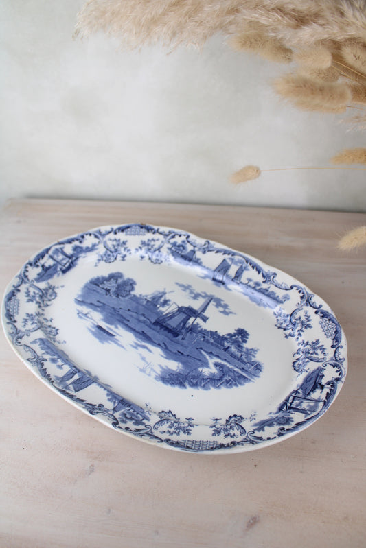 Large Vintage Delft Pottery Platter