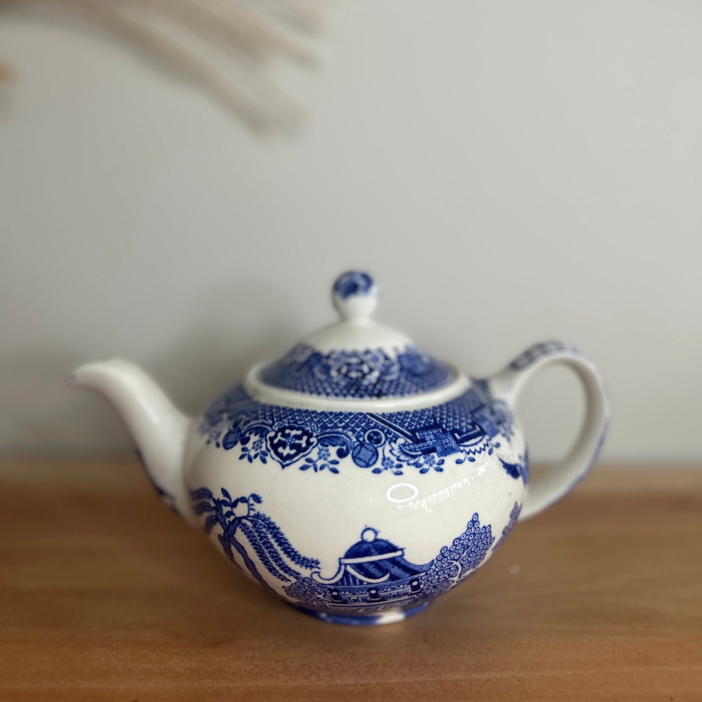 Woods Ware Blue and White Vintage Teapot