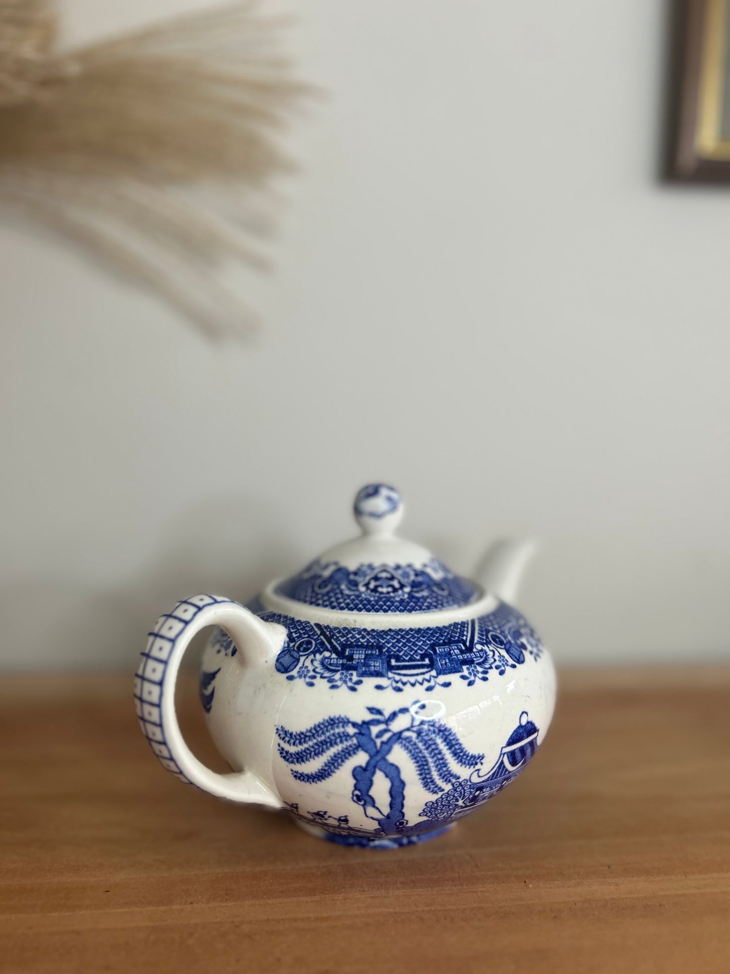 Woods Ware Blue and White Vintage Teapot