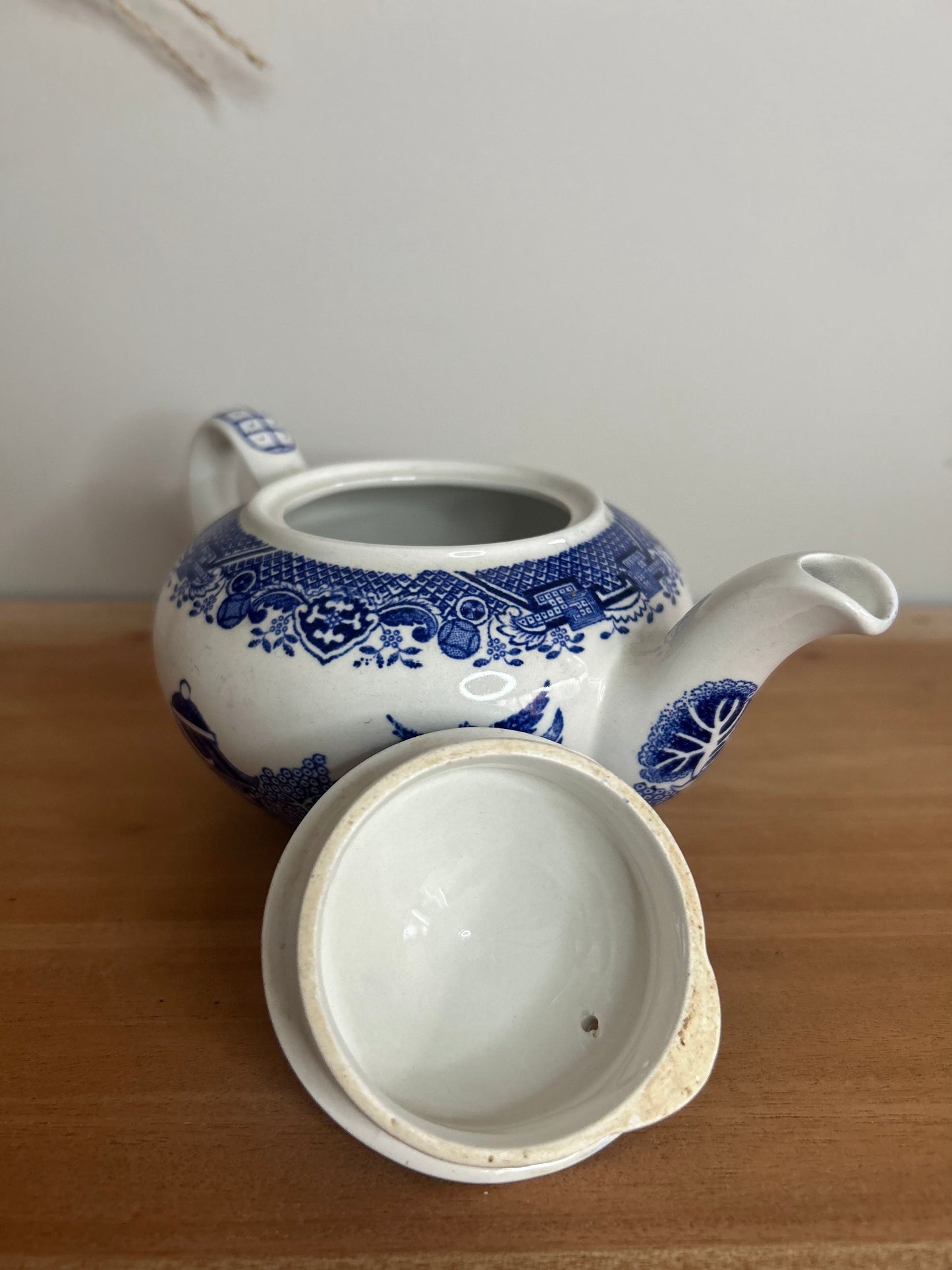 Woods Ware Blue and White Vintage Teapot