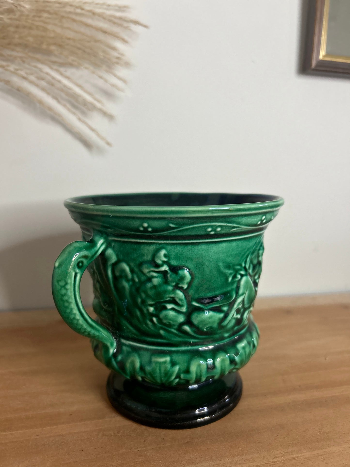 Sylvac Pottery Green Urn Vase with Handles