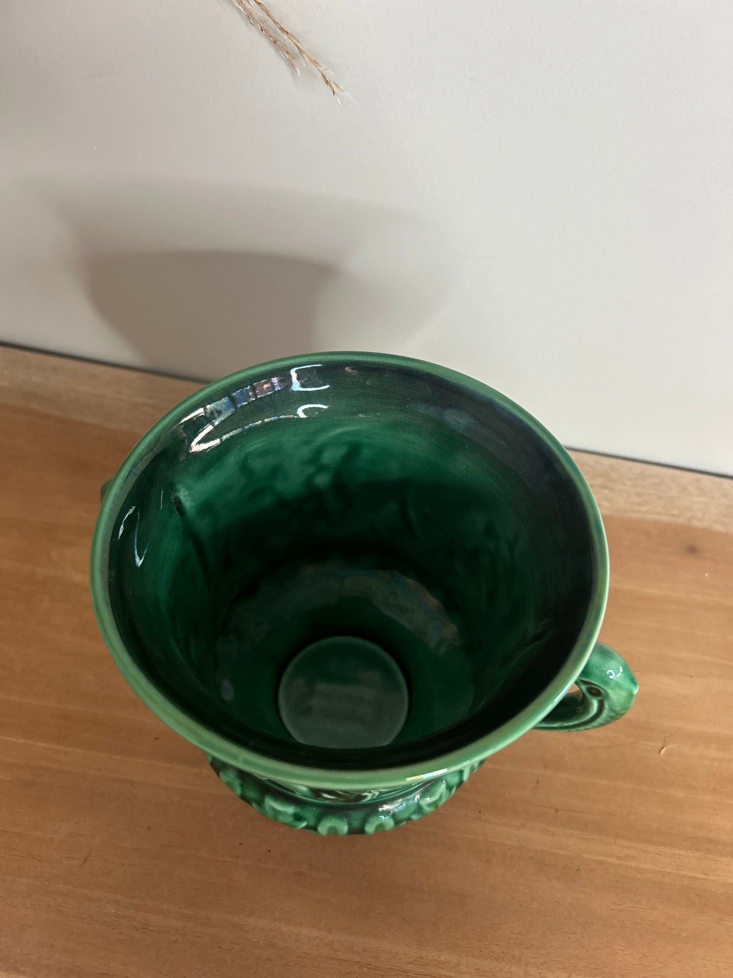 Sylvac Pottery Green Urn Vase with Handles