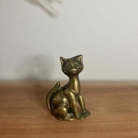 Cute Brass Cat Vintage Figurine