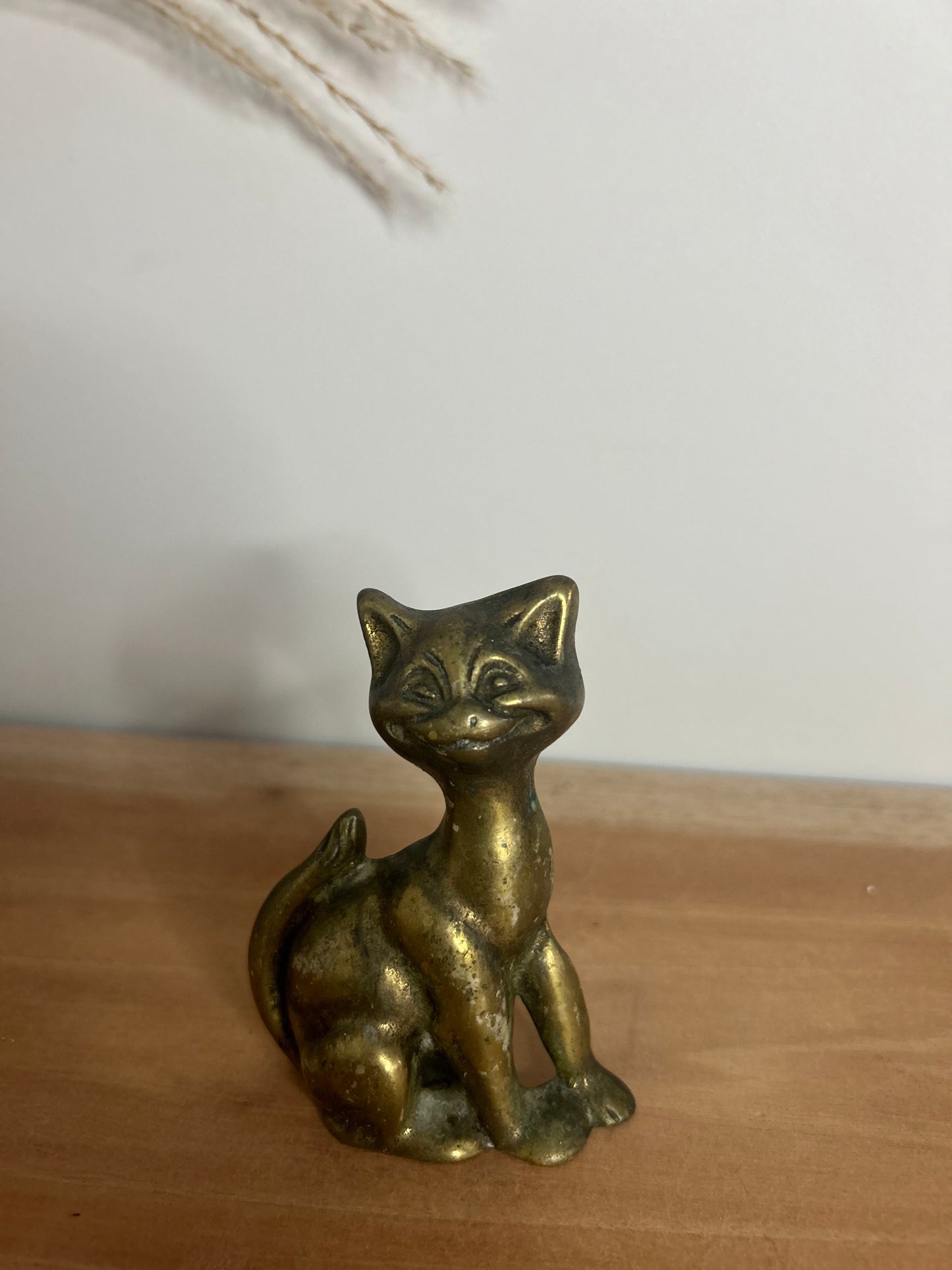 Cute Brass Cat Vintage Figurine