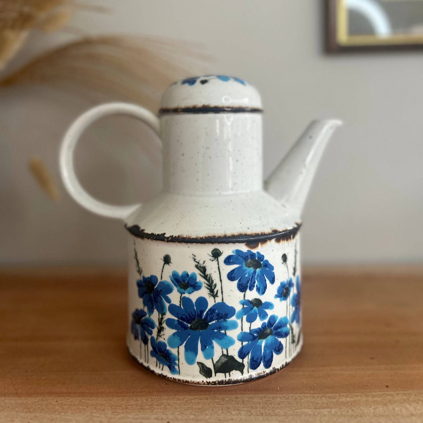 Midwinter 'Wild Oats' Butterfly Blue and White Rustic Coffee Pot