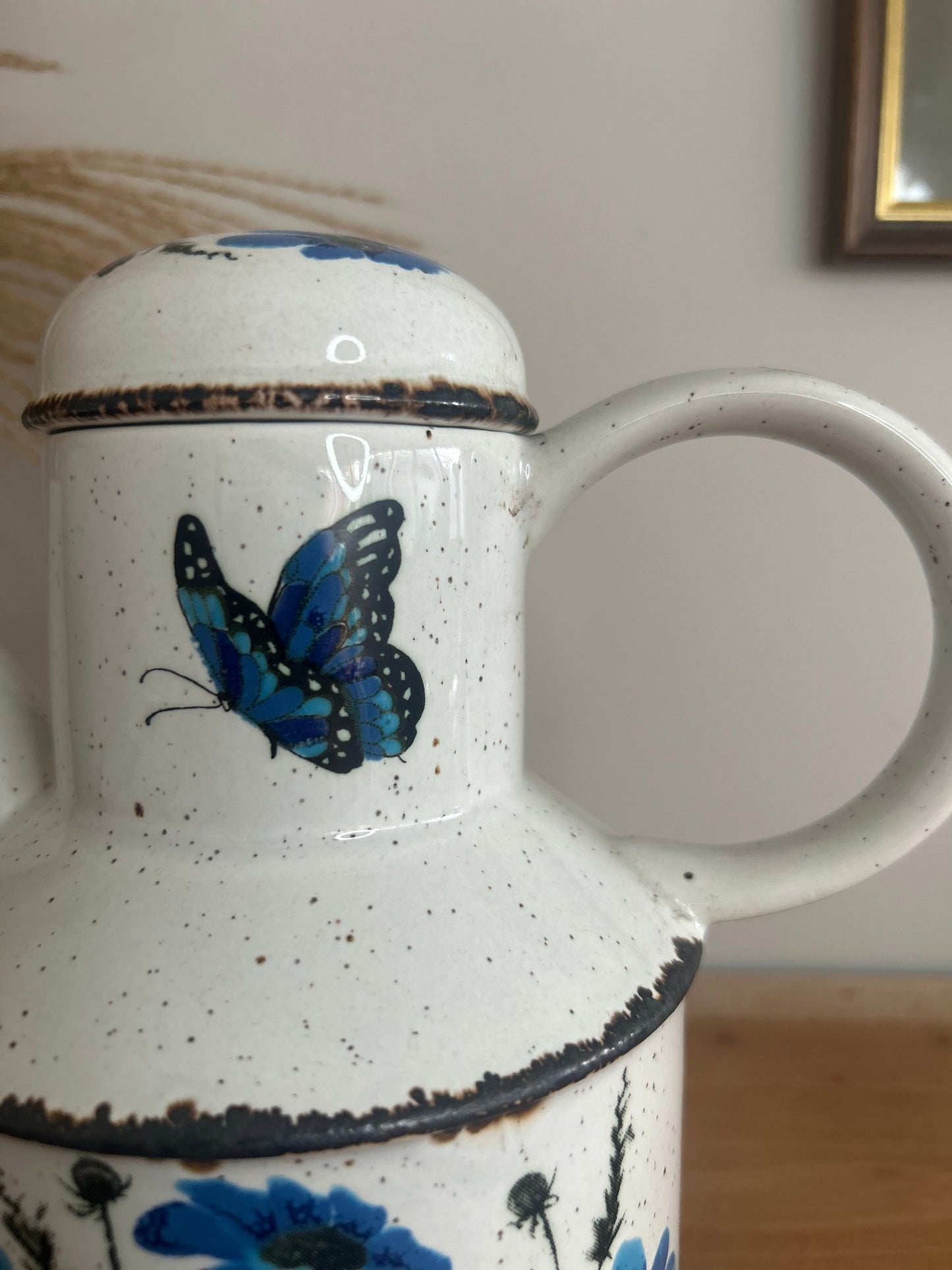 Midwinter 'Wild Oats' Butterfly Blue and White Rustic Coffee Pot