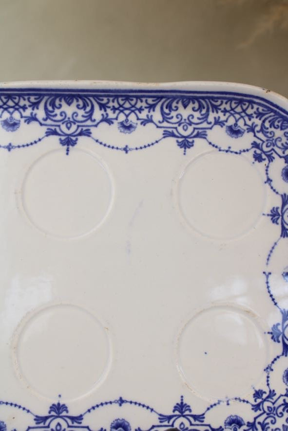 Blue and White Vintage Egg Cup Stand Platter