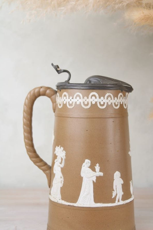 Brown Dudson Brothers Wedgewood Jasperware with Pewter Lid