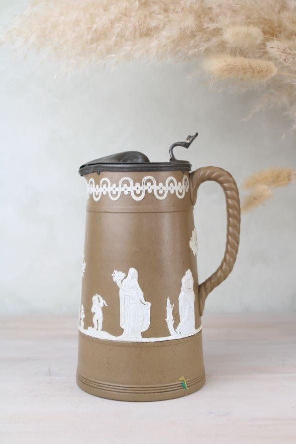 Brown Dudson Brothers Wedgewood Jasperware with Pewter Lid