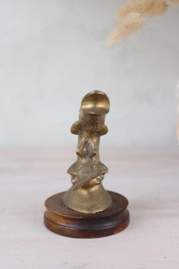 Brass Fish Figurine on a Wooden Base