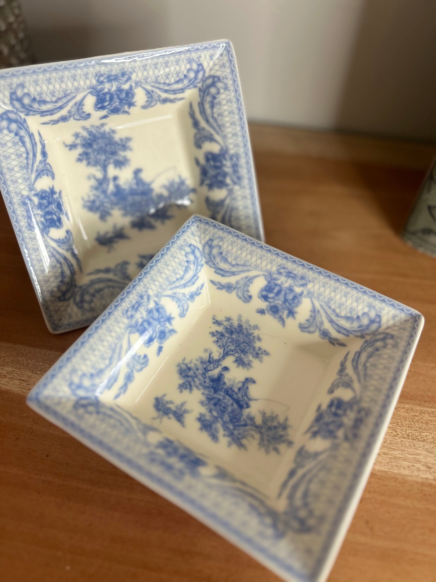 Pair of Blue and White Square Serving Bowls