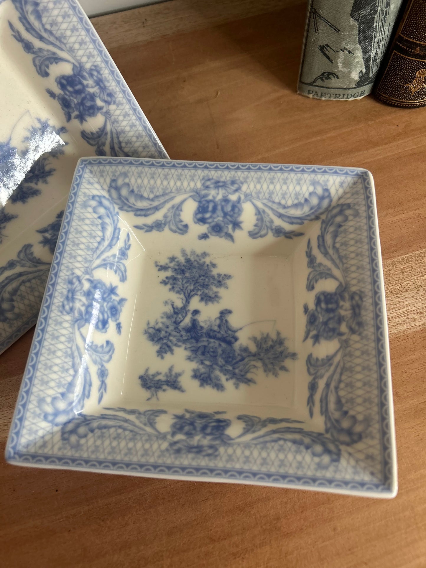 Pair of Blue and White Square Serving Bowls