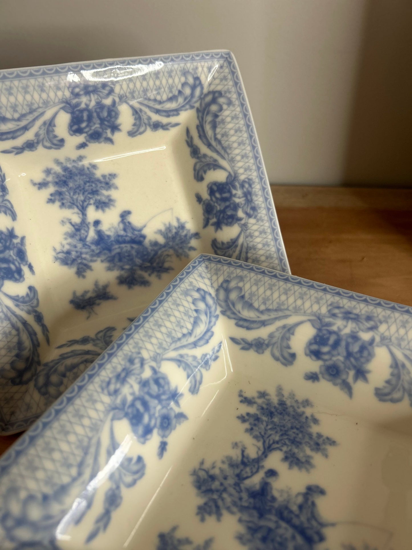 Pair of Blue and White Square Serving Bowls