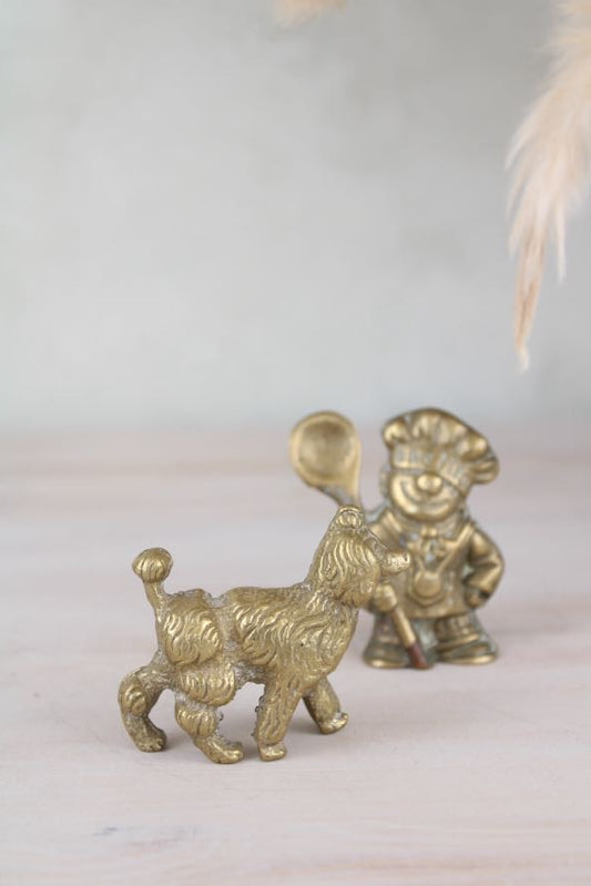Pair of Brass Figurines Poodle and Chef