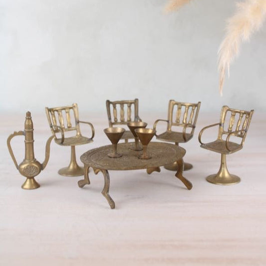 Set of Miniature Brass Chairs and a Table