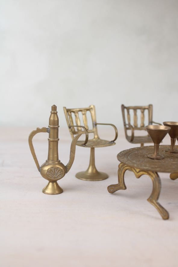 Set of Miniature Brass Chairs and a Table