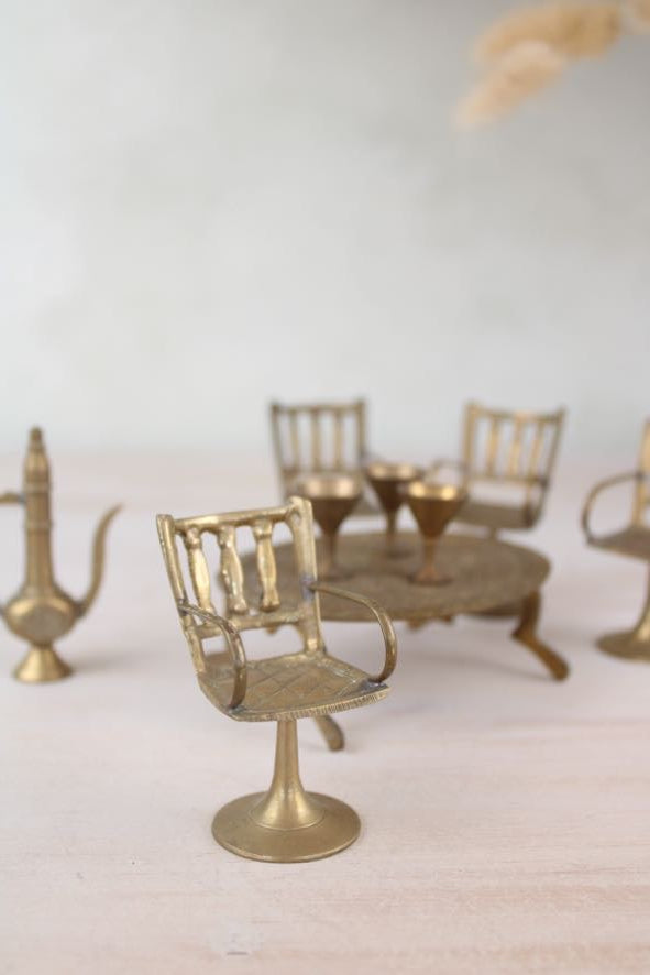 Set of Miniature Brass Chairs and a Table