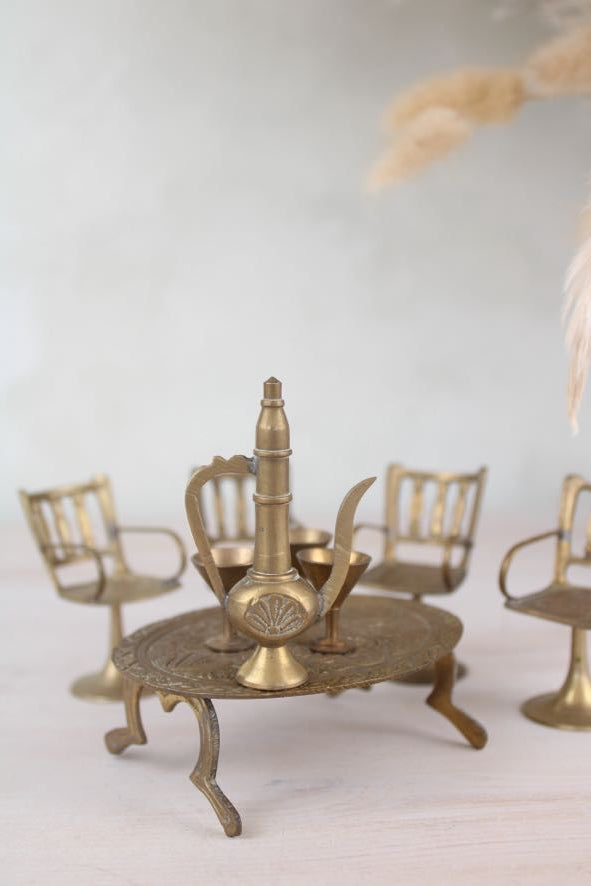 Set of Miniature Brass Chairs and a Table
