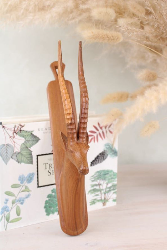 Wooden Carved Stag Head Wall Hanging