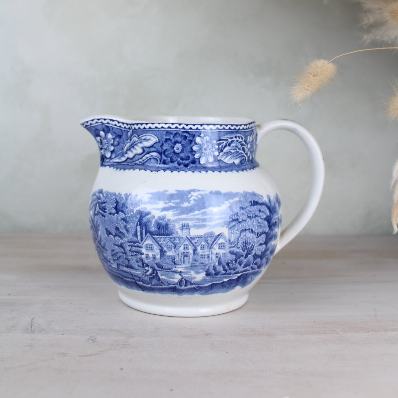 Burslem Woods & Sons Woodland Blue and White Jug