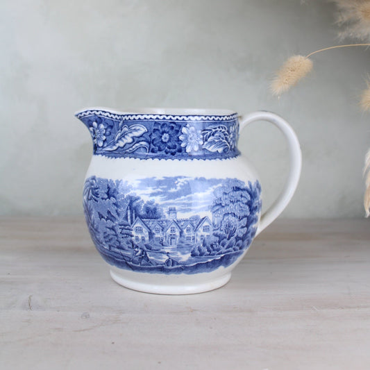 Burslem Woods & Sons Woodland Blue and White Jug