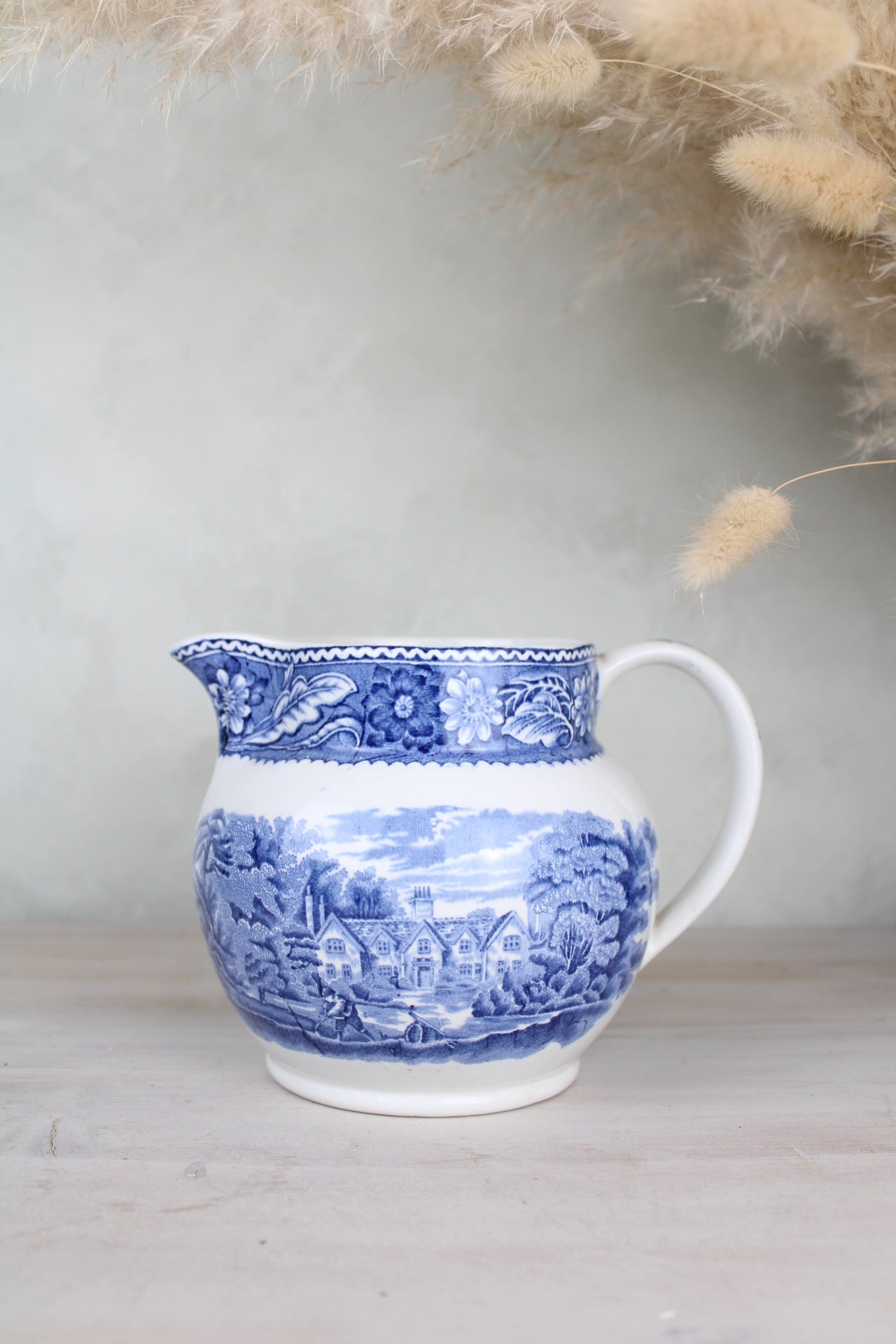 Burslem Woods & Sons Woodland Blue and White Jug
