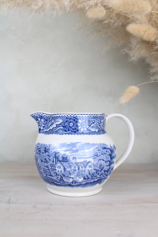 Burslem Woods & Sons Woodland Blue and White Jug
