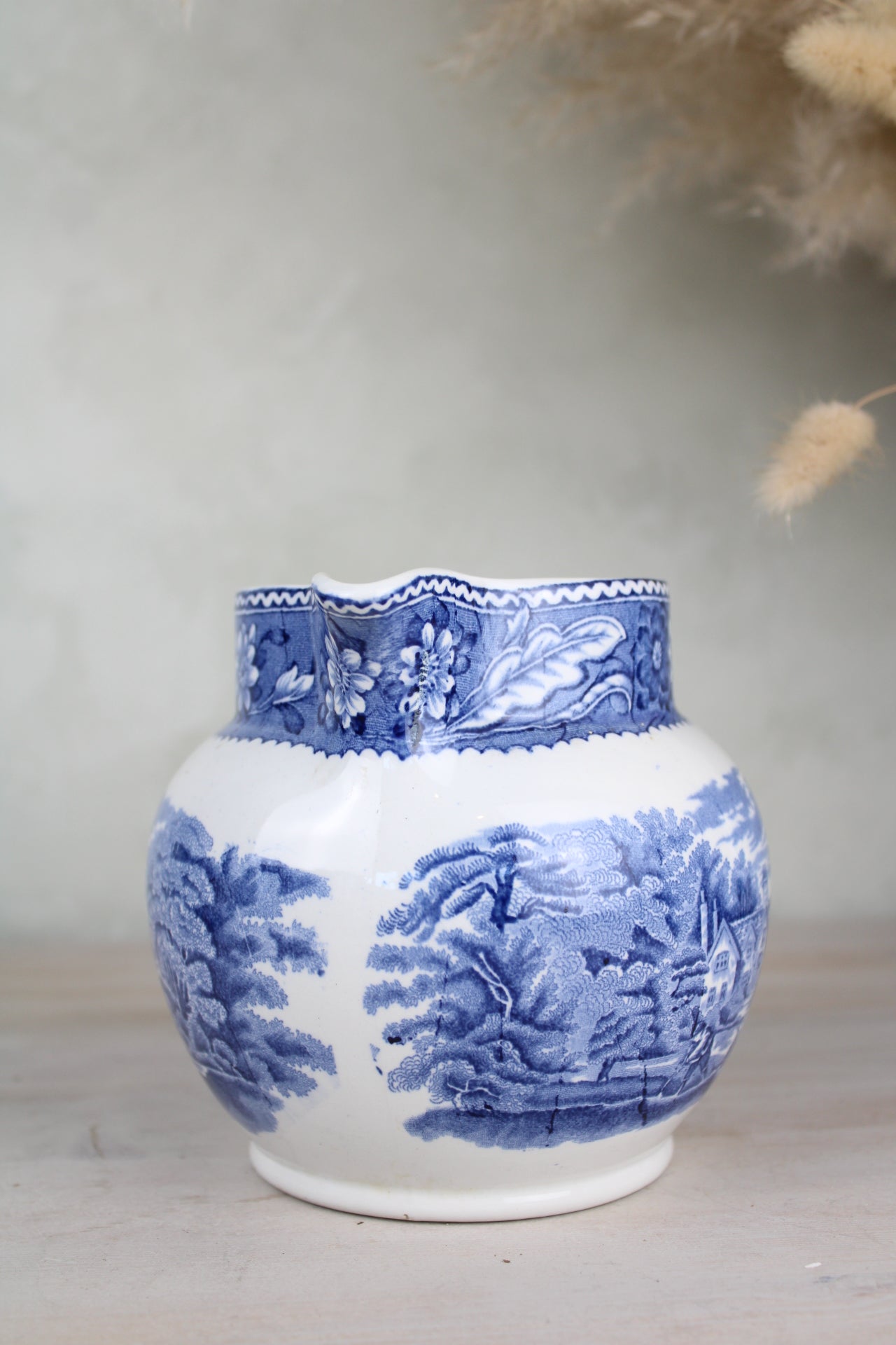 Burslem Woods & Sons Woodland Blue and White Jug