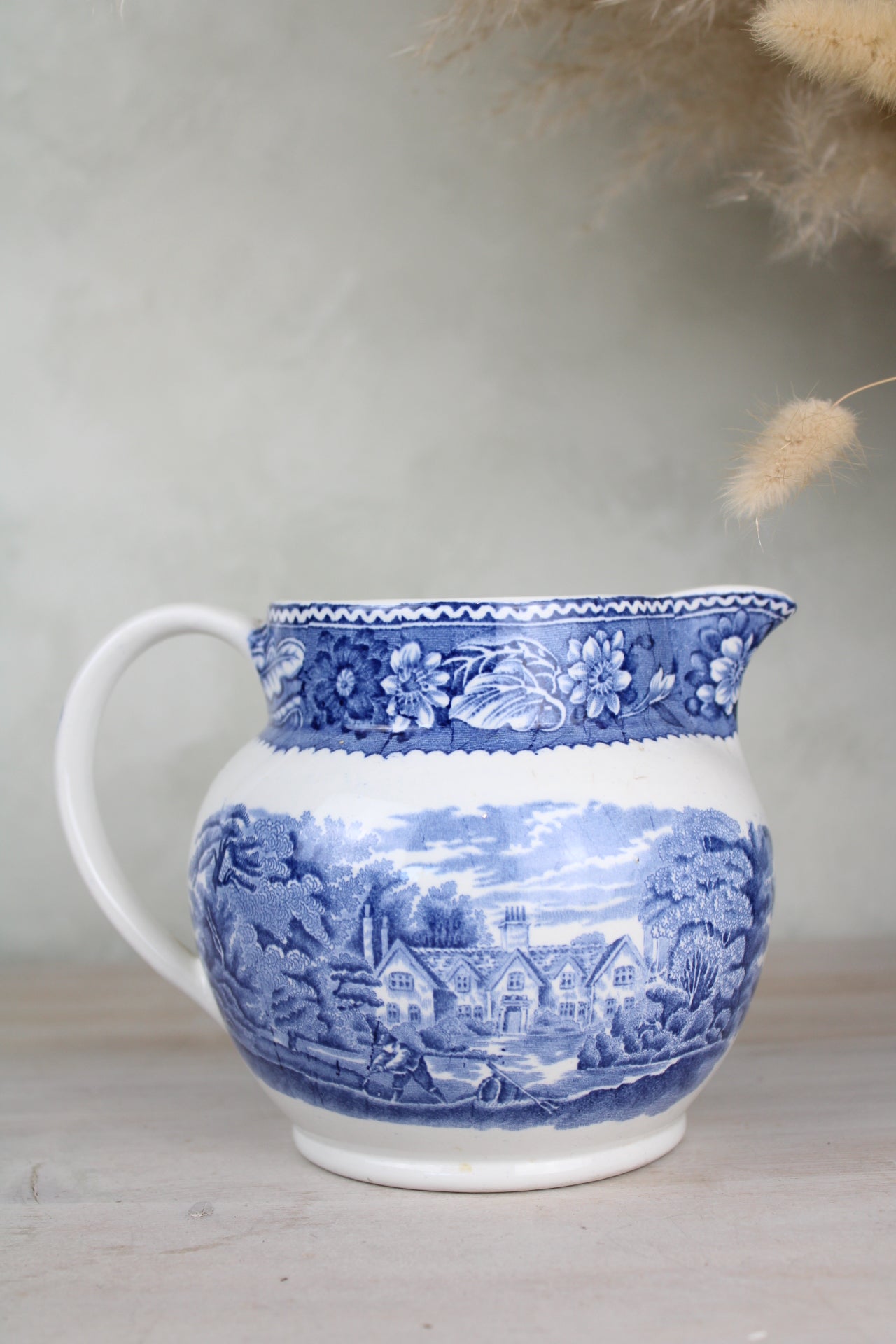Burslem Woods & Sons Woodland Blue and White Jug