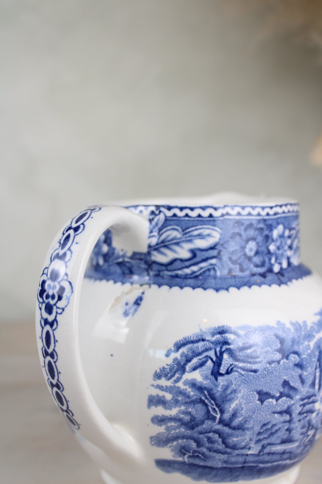 Burslem Woods & Sons Woodland Blue and White Jug