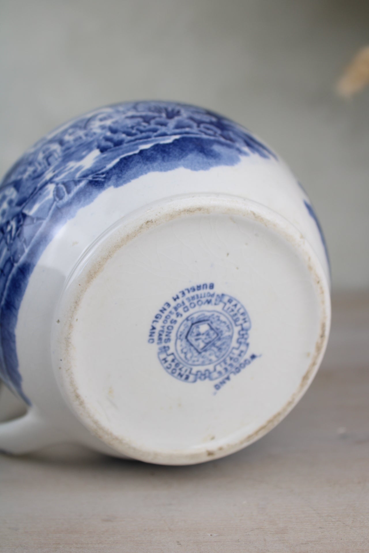 Burslem Woods & Sons Woodland Blue and White Jug