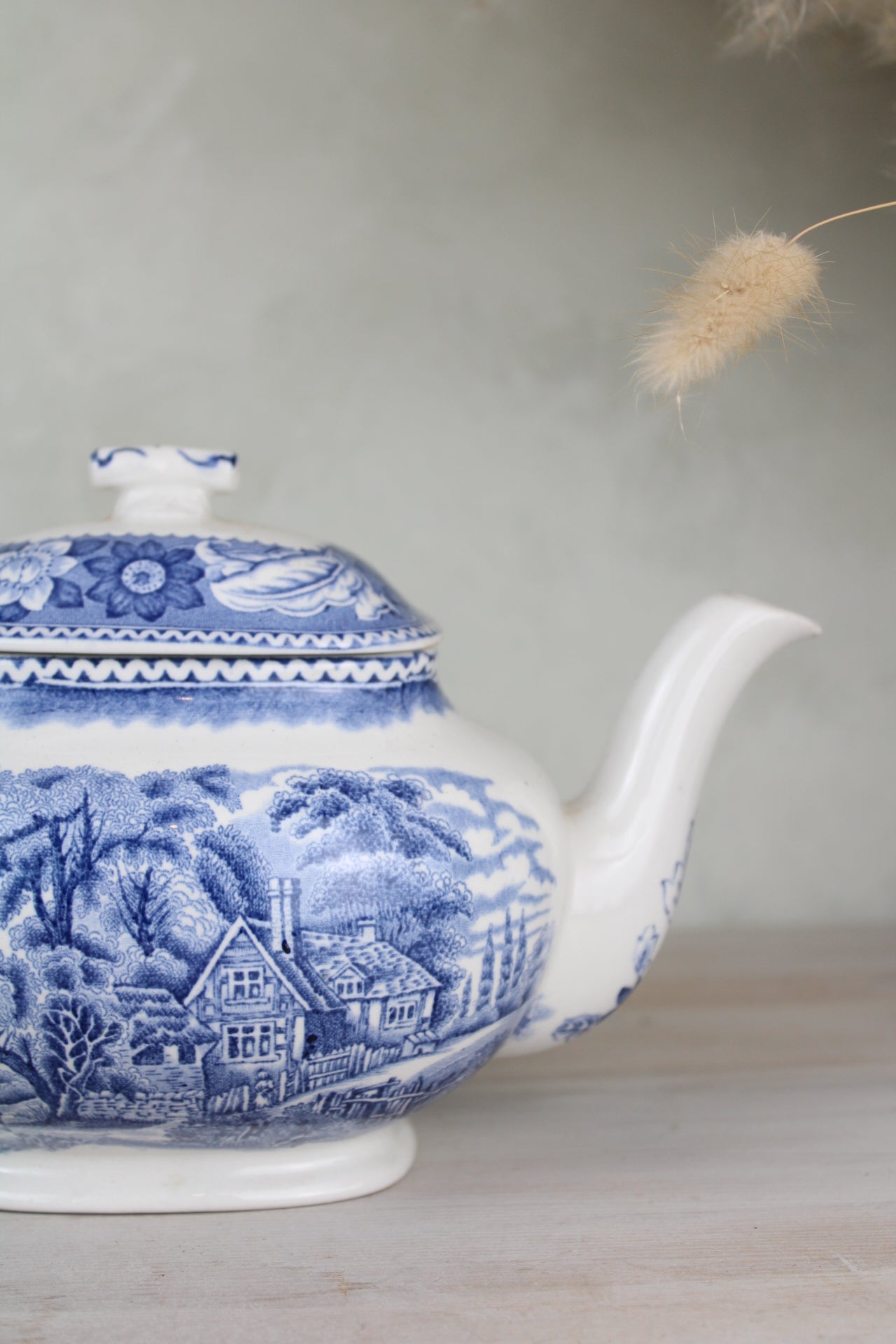 Burslem Woods & Sons Woodland Blue and White Teapot