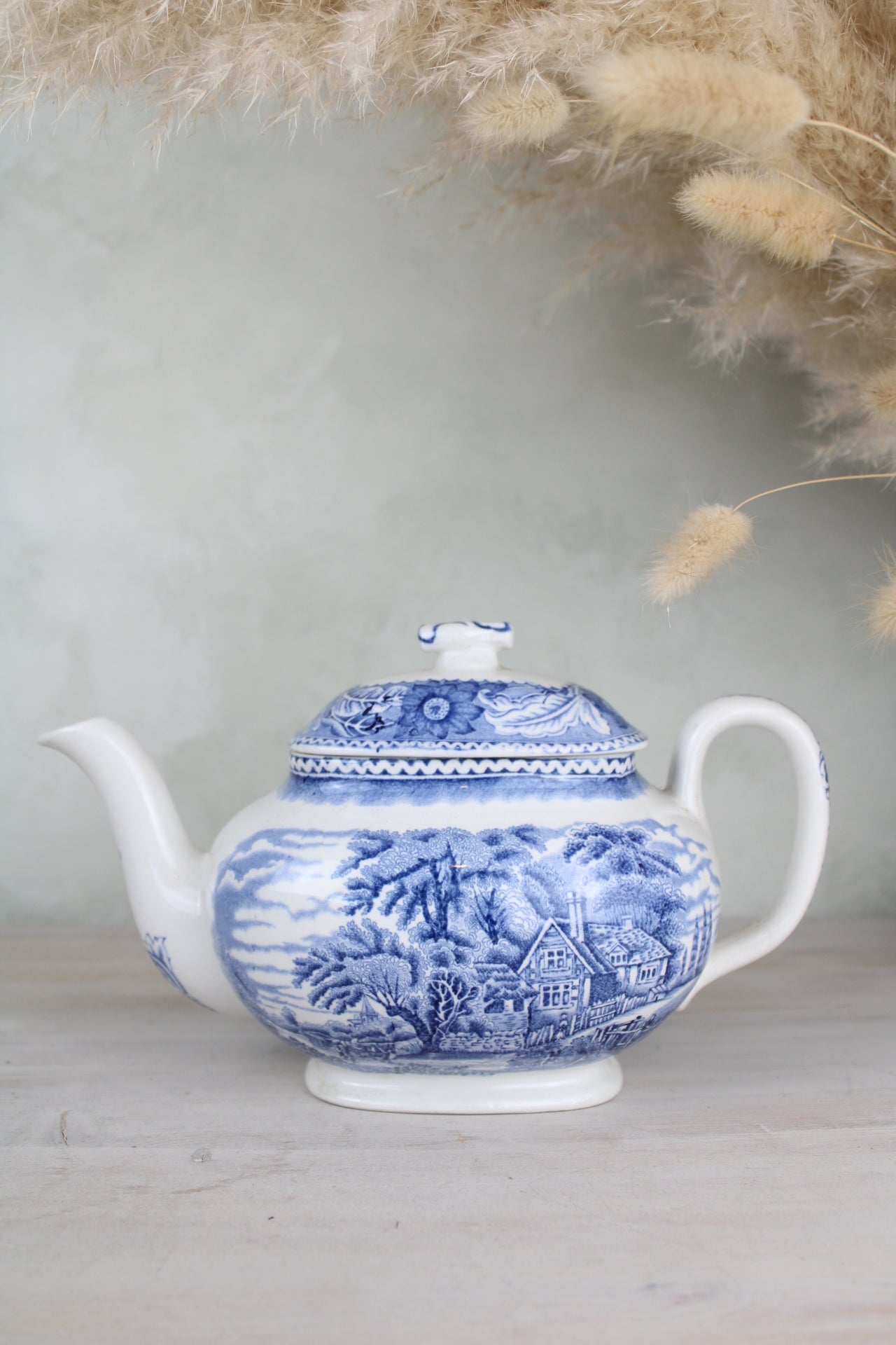 Burslem Woods & Sons Woodland Blue and White Teapot