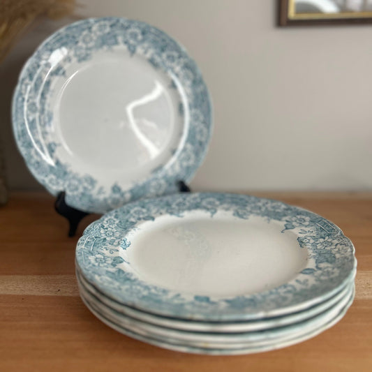 Set of 6 Alma K&T Blue and White Floral Small Dinner Plates