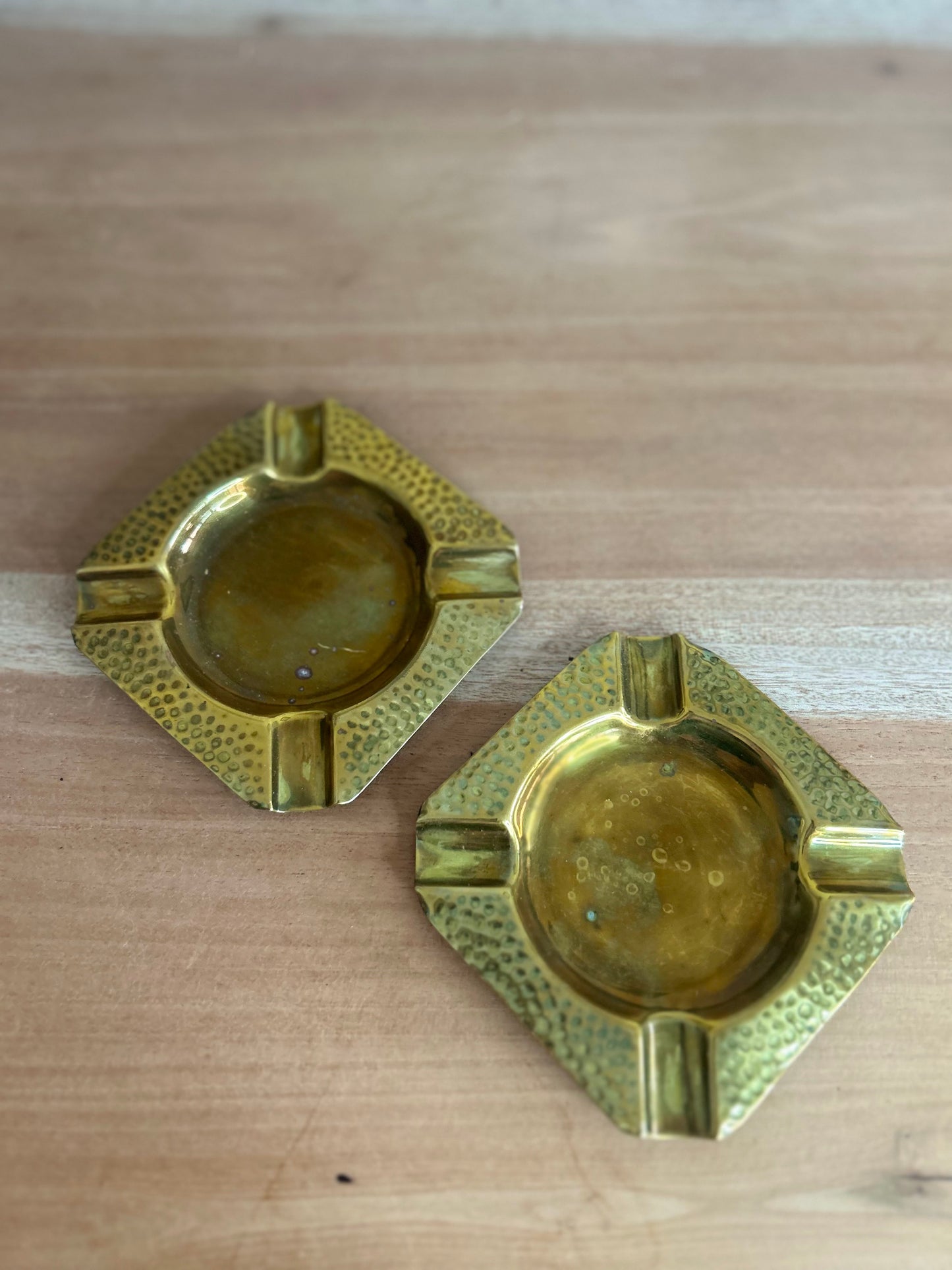 Pair of Small Vintage Brass Ashtrays