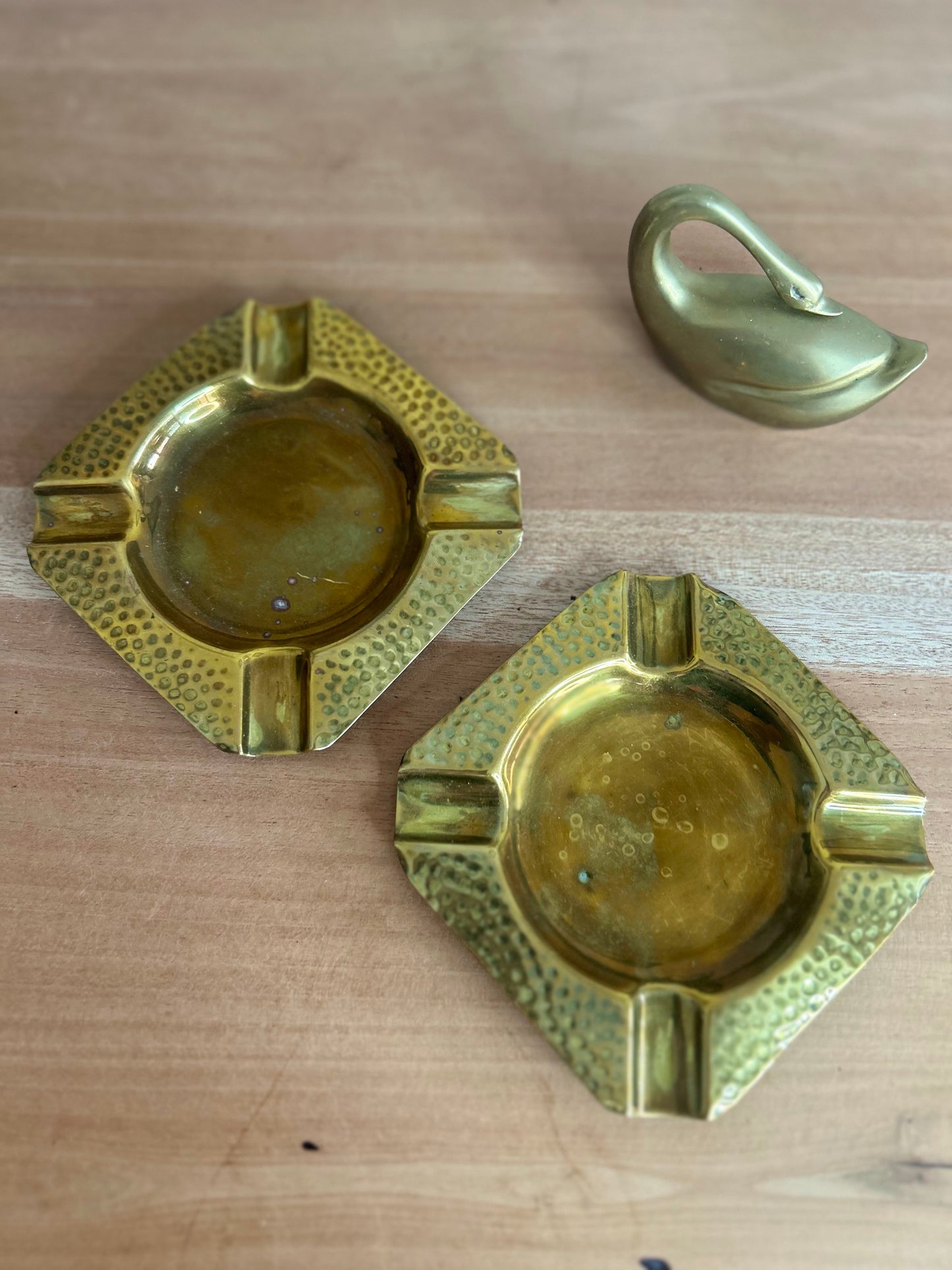 Pair of Small Vintage Brass Ashtrays