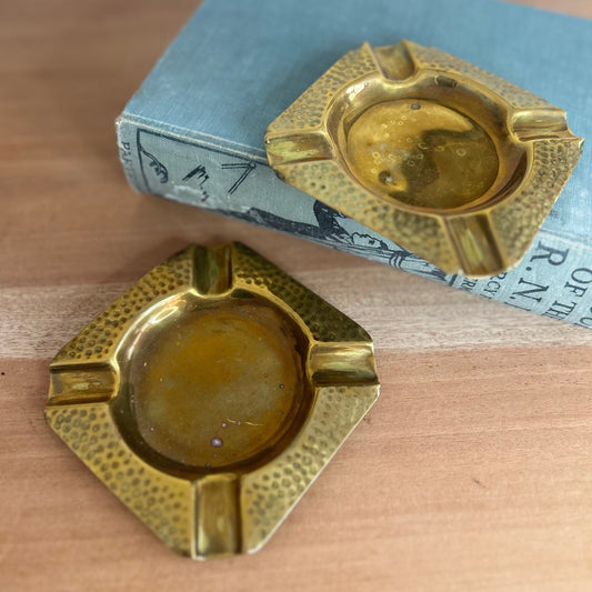 Pair of Small Vintage Brass Ashtrays