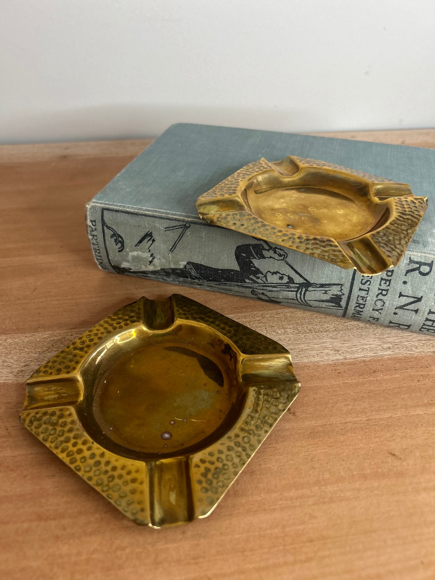 Pair of Small Vintage Brass Ashtrays