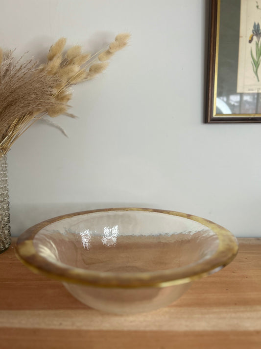 Gold Rim Glass Large Vintage Bowl