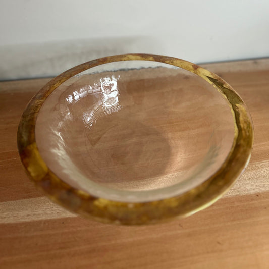 Gold Rim Glass Large Vintage Bowl